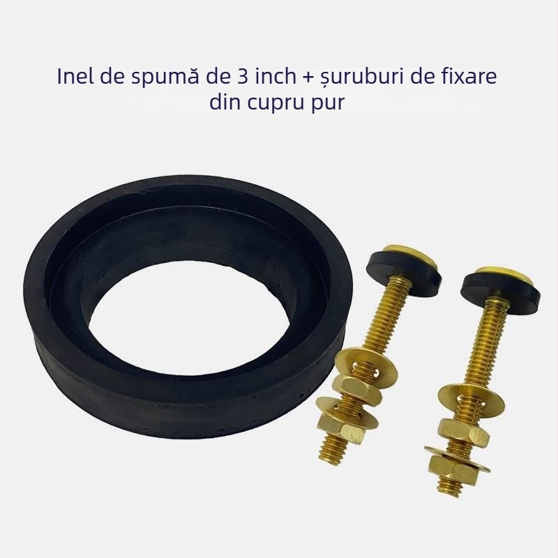 Set universal de șuruburi pentru rezervorul de apă al toaletei, cu inel de etanșare și tampon din cauciuc