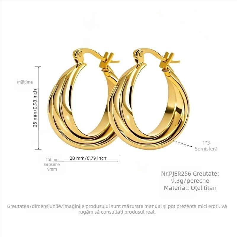 Cercei din oțel titan, design geometric elegant pentru femei, rezistenți la decolorare, în stoc