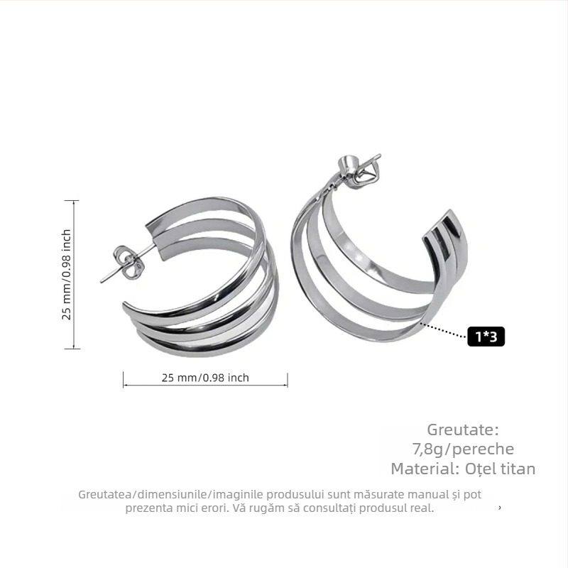 Cercei din oțel titan, design geometric elegant pentru femei, rezistenți la decolorare, în stoc