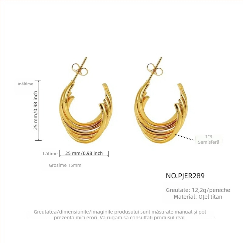Cercei din oțel titan, design geometric elegant pentru femei, rezistenți la decolorare, în stoc