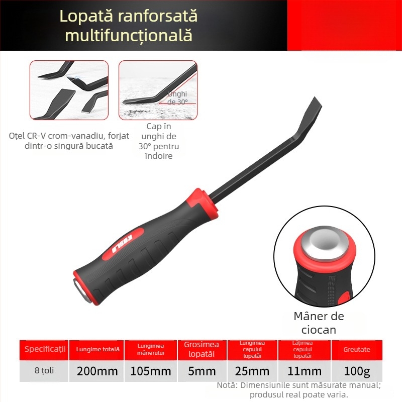 Crowbar pentru tâmplă din oțel tratat, montaj uși și ferestre, unealtă multifuncțională mică