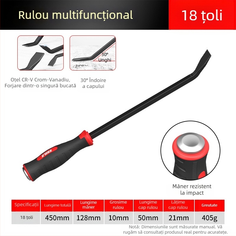 Crowbar pentru tâmplă din oțel tratat, montaj uși și ferestre, unealtă multifuncțională mică