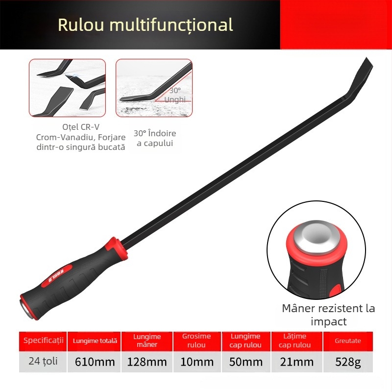 Crowbar pentru tâmplă din oțel tratat, montaj uși și ferestre, unealtă multifuncțională mică