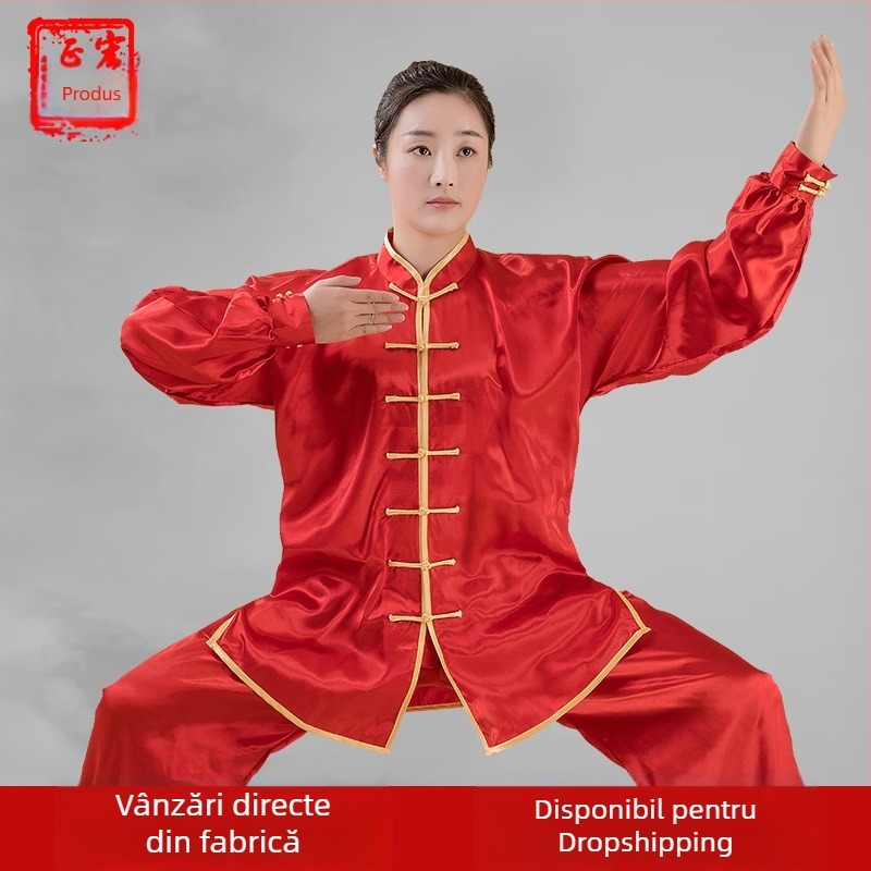 Îmbrăcăminte unisex Tai Chi cu mâneci lungi, pentru antrenament și reprezentații — din poliester, primăvară-vară