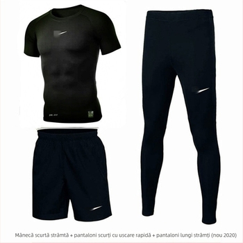 Set sport masculin, uscare rapidă și elasticitate ridicată pentru alergare și baschet – top cu mânecă lungă și pantaloni