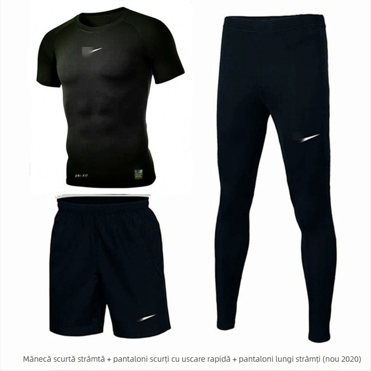 Set sport masculin, uscare rapidă și elasticitate ridicată pentru alergare și baschet – top cu mânecă lungă și pantaloni