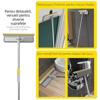 Ștergător de sticlă cu mâner telescopic lung pentru curățarea geamurilor de acasă