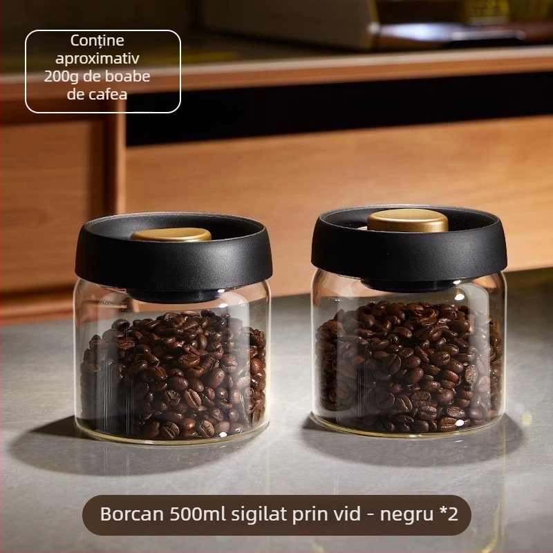 Borcan din sticlă sigilat în vid pentru cafea și ceai