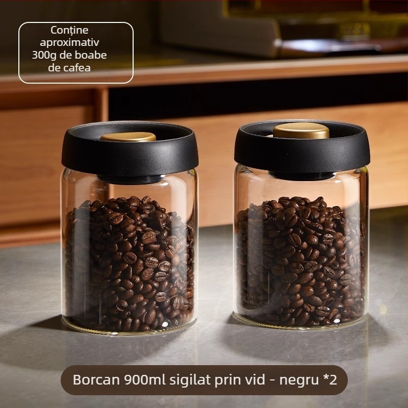 Borcan din sticlă sigilat în vid pentru cafea și ceai