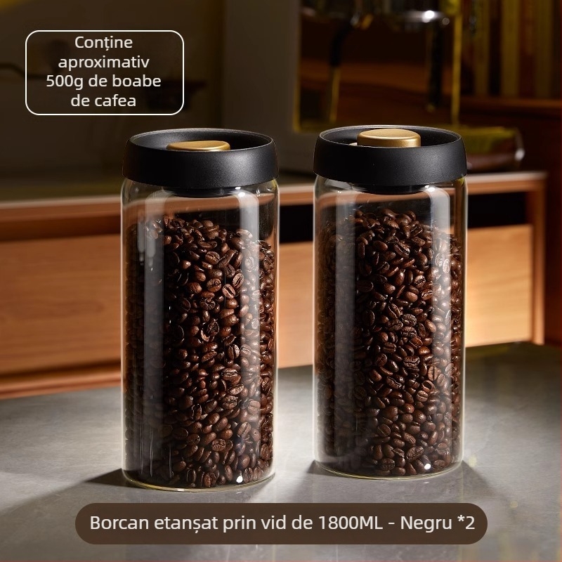 Borcan din sticlă sigilat în vid pentru cafea și ceai