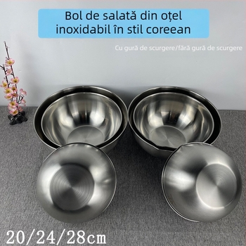 Vas de salată din oțel inoxidabil, cu scară de măsurare, de calitate alimentară, potrivit pentru ouă, frământat aluat și spălat, pentru bucătăria de acasă