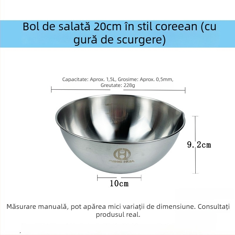 Vas de salată din oțel inoxidabil, cu scară de măsurare, de calitate alimentară, potrivit pentru ouă, frământat aluat și spălat, pentru bucătăria de acasă