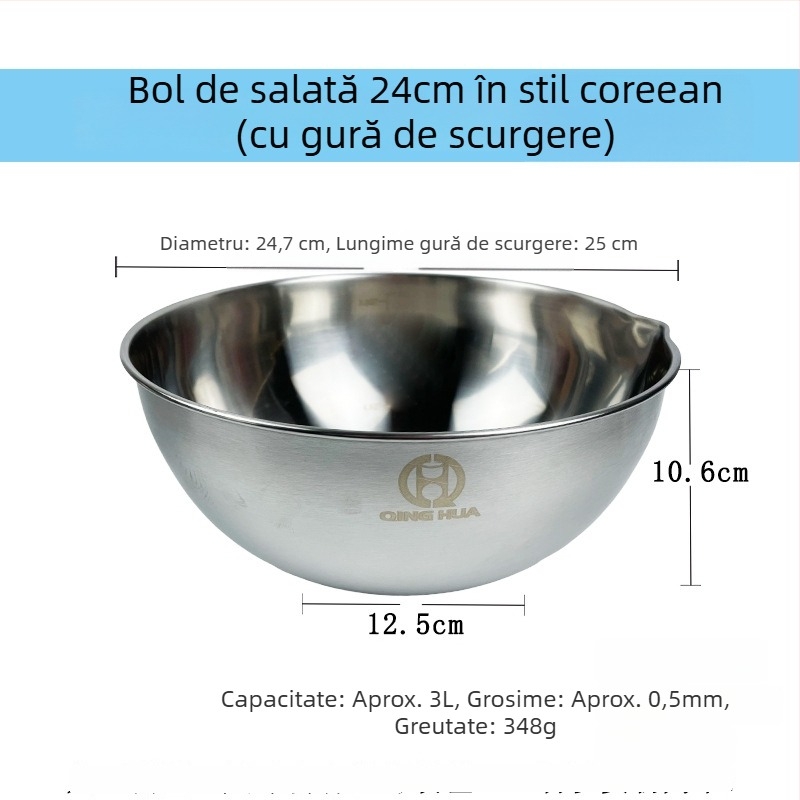 Vas de salată din oțel inoxidabil, cu scară de măsurare, de calitate alimentară, potrivit pentru ouă, frământat aluat și spălat, pentru bucătăria de acasă