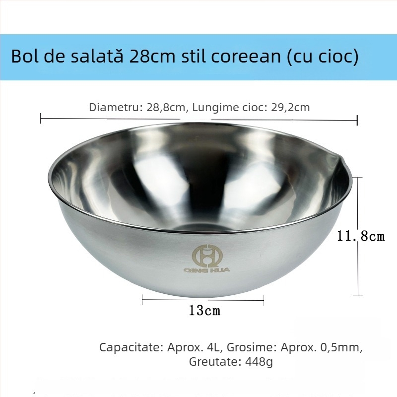 Vas de salată din oțel inoxidabil, cu scară de măsurare, de calitate alimentară, potrivit pentru ouă, frământat aluat și spălat, pentru bucătăria de acasă
