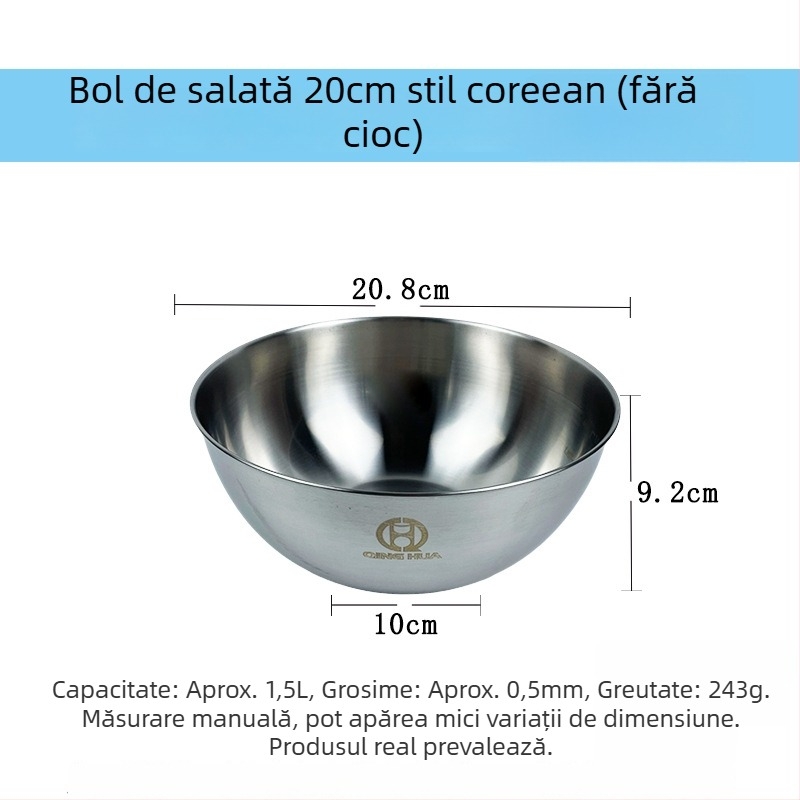 Vas de salată din oțel inoxidabil, cu scară de măsurare, de calitate alimentară, potrivit pentru ouă, frământat aluat și spălat, pentru bucătăria de acasă