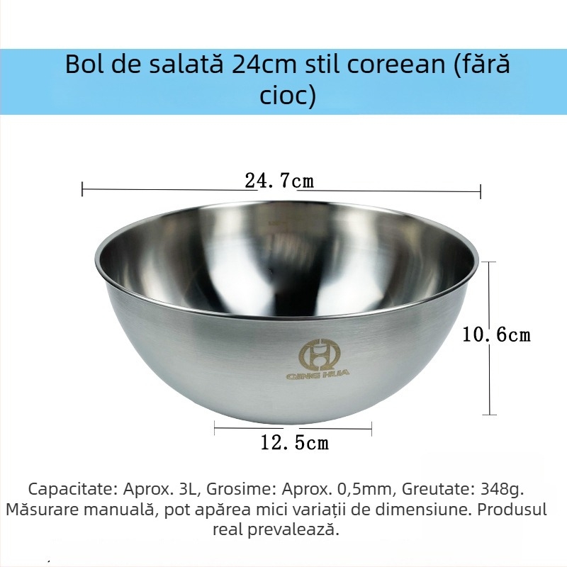 Vas de salată din oțel inoxidabil, cu scară de măsurare, de calitate alimentară, potrivit pentru ouă, frământat aluat și spălat, pentru bucătăria de acasă
