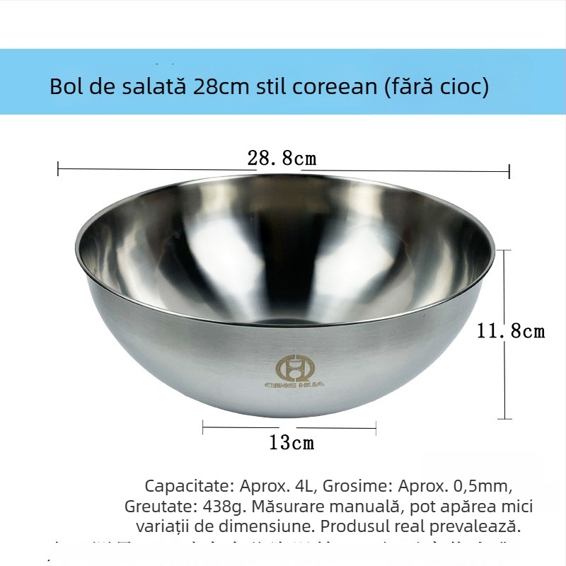 Vas de salată din oțel inoxidabil, cu scară de măsurare, de calitate alimentară, potrivit pentru ouă, frământat aluat și spălat, pentru bucătăria de acasă