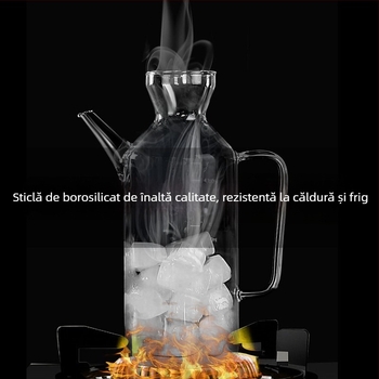Sticlă de ulei din sticlă, cu protecție împotriva scurgerilor, design anti-stropire; recipient pentru sos de soia și oțet; recipient de oțet din oțel inoxidabil.