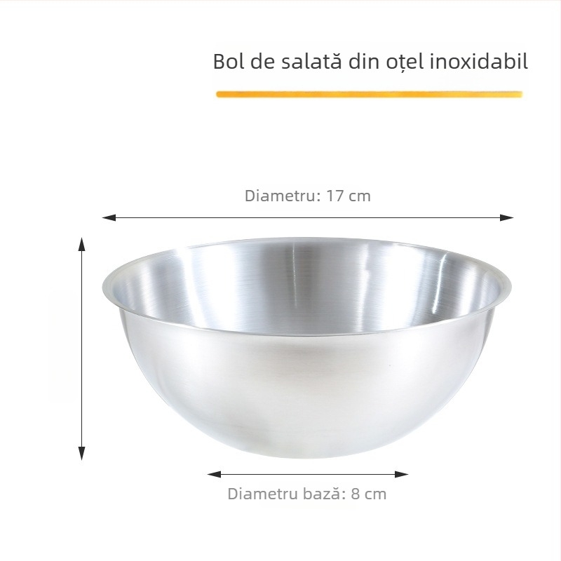 Vas de bucătărie din oțel inoxidabil, cu design adânc, potrivit pentru spălarea legumelor, baterea ouălor, frământarea aluatului și pregătirea salatelor.