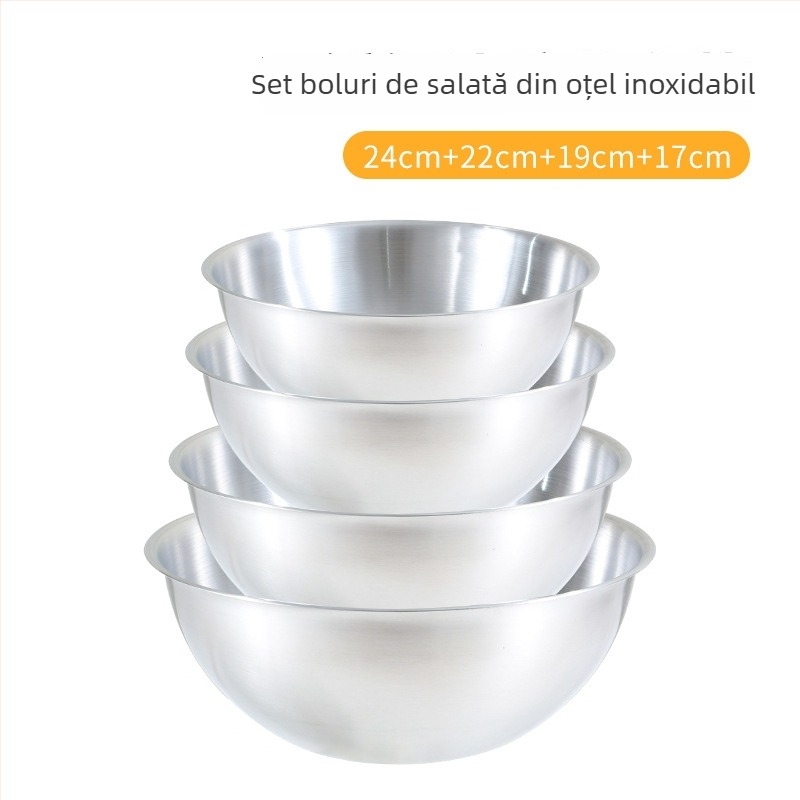 Vas de bucătărie din oțel inoxidabil, cu design adânc, potrivit pentru spălarea legumelor, baterea ouălor, frământarea aluatului și pregătirea salatelor.