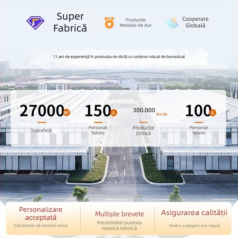 Recipient din sticlă borosilicată sigilat cu capac din oțel inoxidabil 304, pentru depozitare în bucătărie a cerealelor, formă rotundă, 800–1000 ml, potrivit pentru microunde, stil modern minimalist