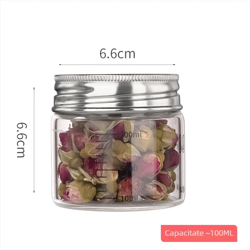 Recipient din sticlă borosilicată sigilat cu capac din oțel inoxidabil 304, pentru depozitare în bucătărie a cerealelor, formă rotundă, 800–1000 ml, potrivit pentru microunde, stil modern minimalist