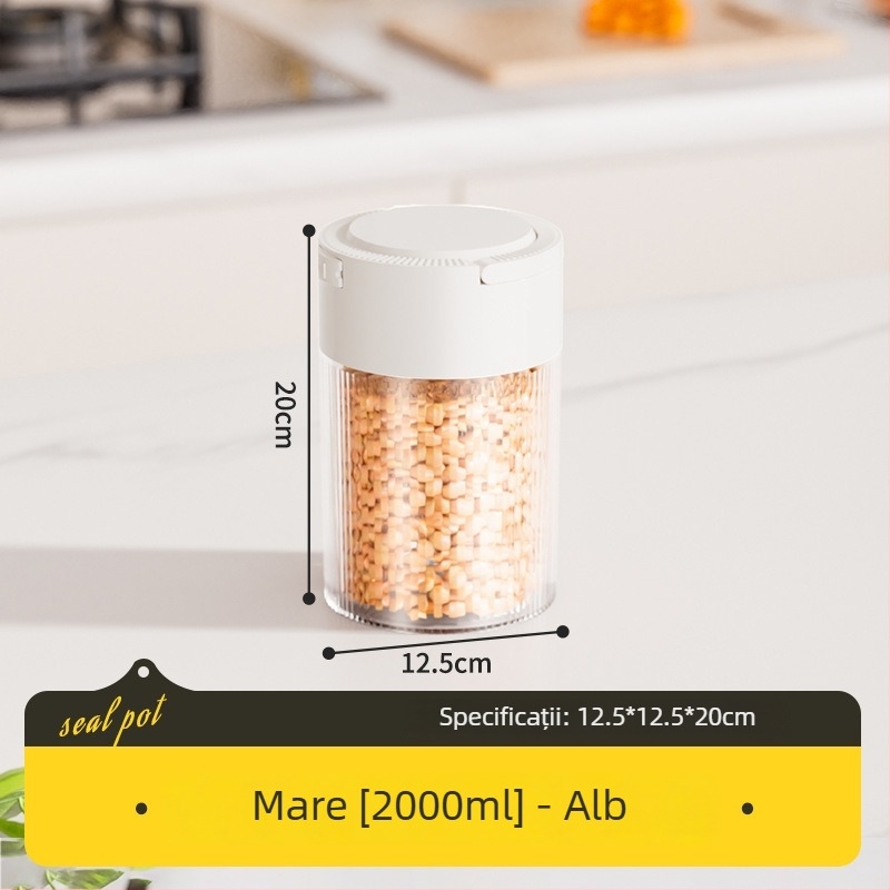 Recipient plastic etanș pentru bucătărie, rotund, 1–2 l, pentru cafea boabe, ceai și cereale