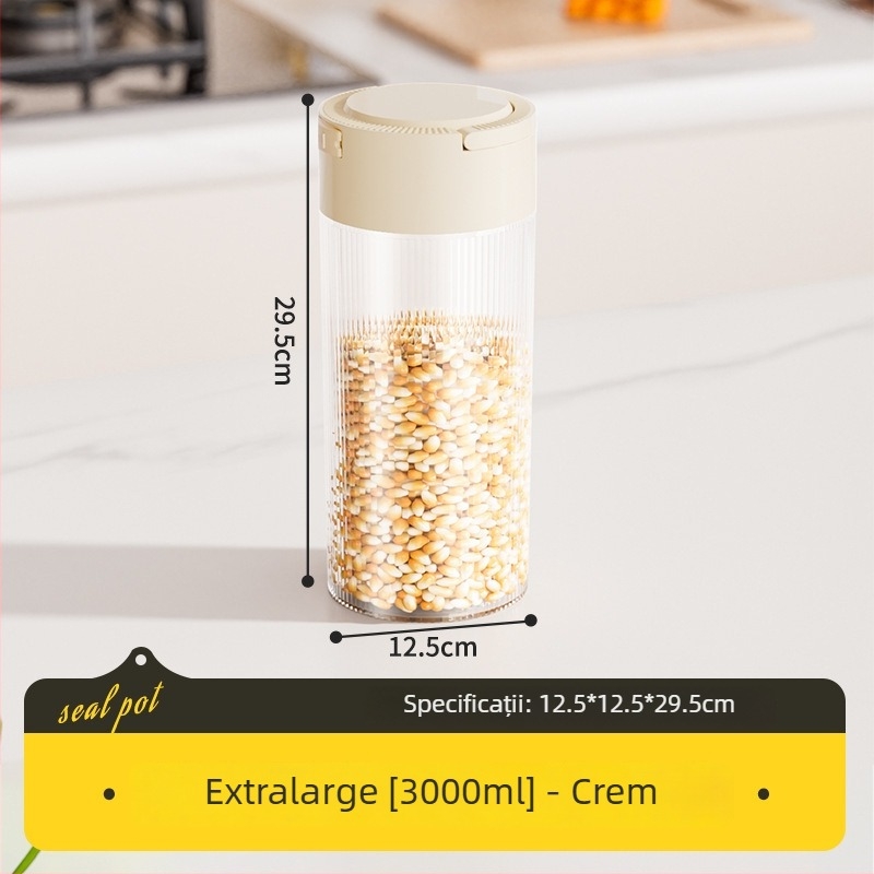 Recipient plastic etanș pentru bucătărie, rotund, 1–2 l, pentru cafea boabe, ceai și cereale