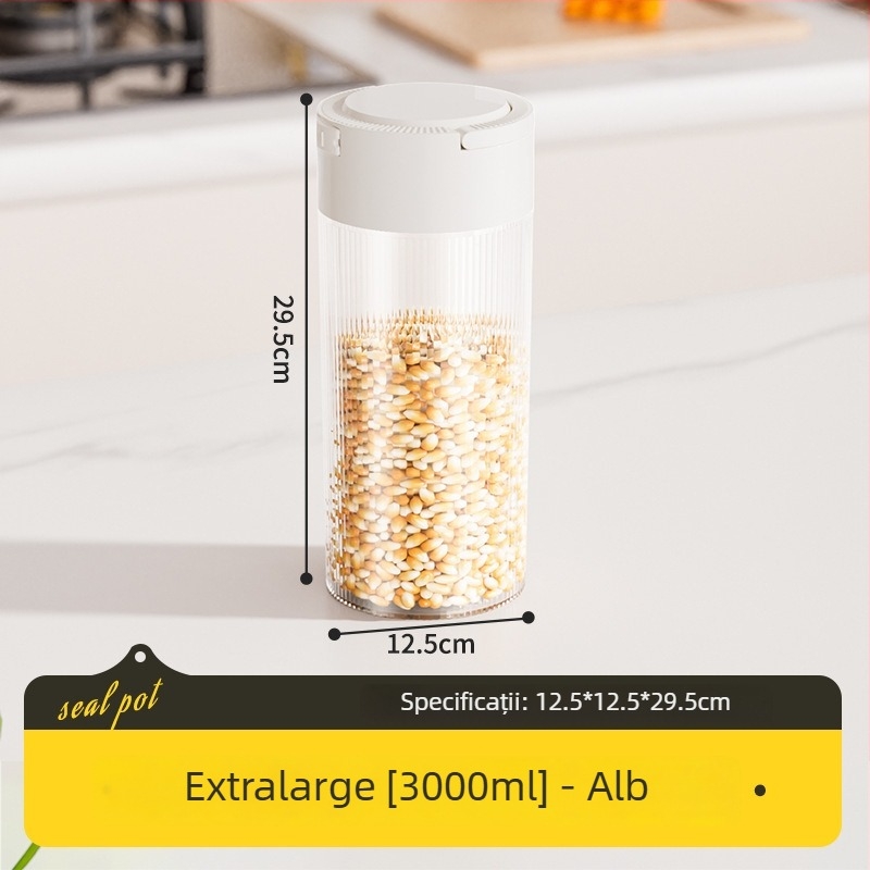 Recipient plastic etanș pentru bucătărie, rotund, 1–2 l, pentru cafea boabe, ceai și cereale