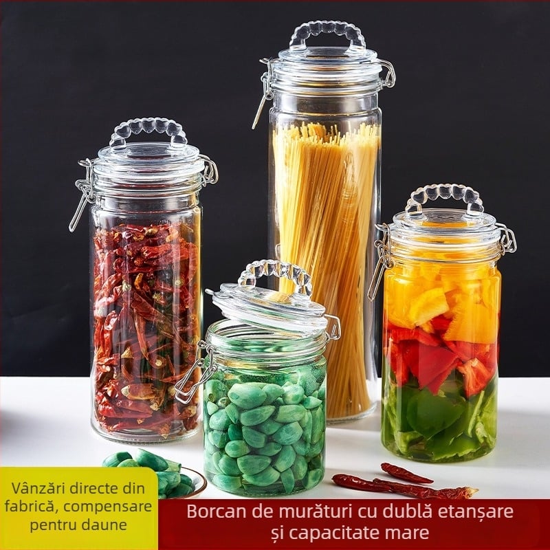 Borcane din sticlă sigilate pentru murături și usturoi murat, recipient cilindric pentru depozitare alimentară, lux ușor, 5 L sau mai mult