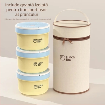 Cutie de prânz din oțel inoxidabil 316, rotundă, izolată, portabilă, compatibilă cu microundele, capacitate mare, etanșare în mai multe niveluri