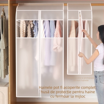 Husă verticală transparentă pentru haine, protecție împotriva prafului și umezelii pentru garderob.