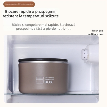 Cutie prânz din oțel inoxidabil 304, divizată și etanșă, compatibilă cu cuptorul cu microunde, pentru birou