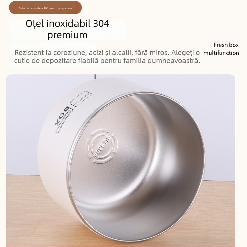 Cutie prânz din oțel inoxidabil 304, divizată și etanșă, compatibilă cu cuptorul cu microunde, pentru birou