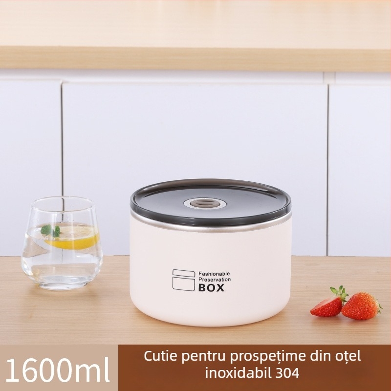 Cutie prânz din oțel inoxidabil 304, divizată și etanșă, compatibilă cu cuptorul cu microunde, pentru birou