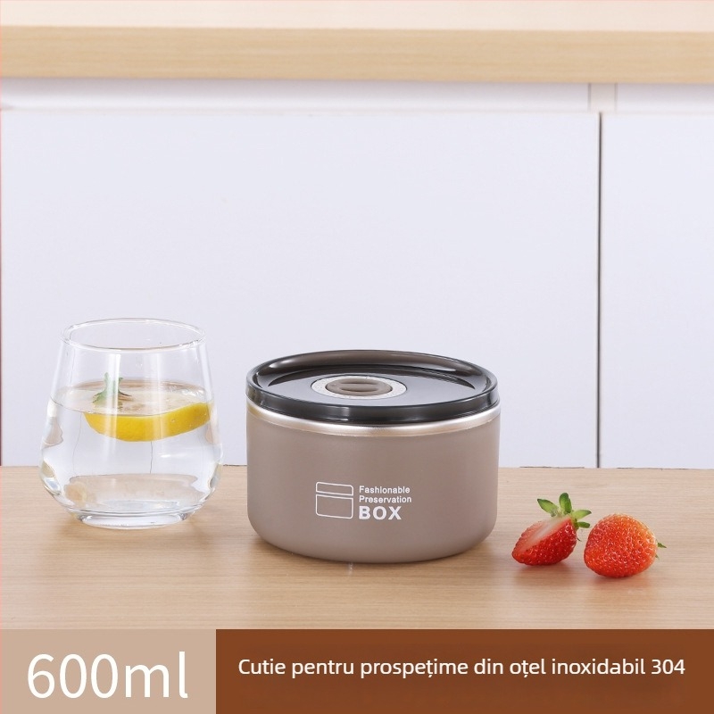 Cutie prânz din oțel inoxidabil 304, divizată și etanșă, compatibilă cu cuptorul cu microunde, pentru birou