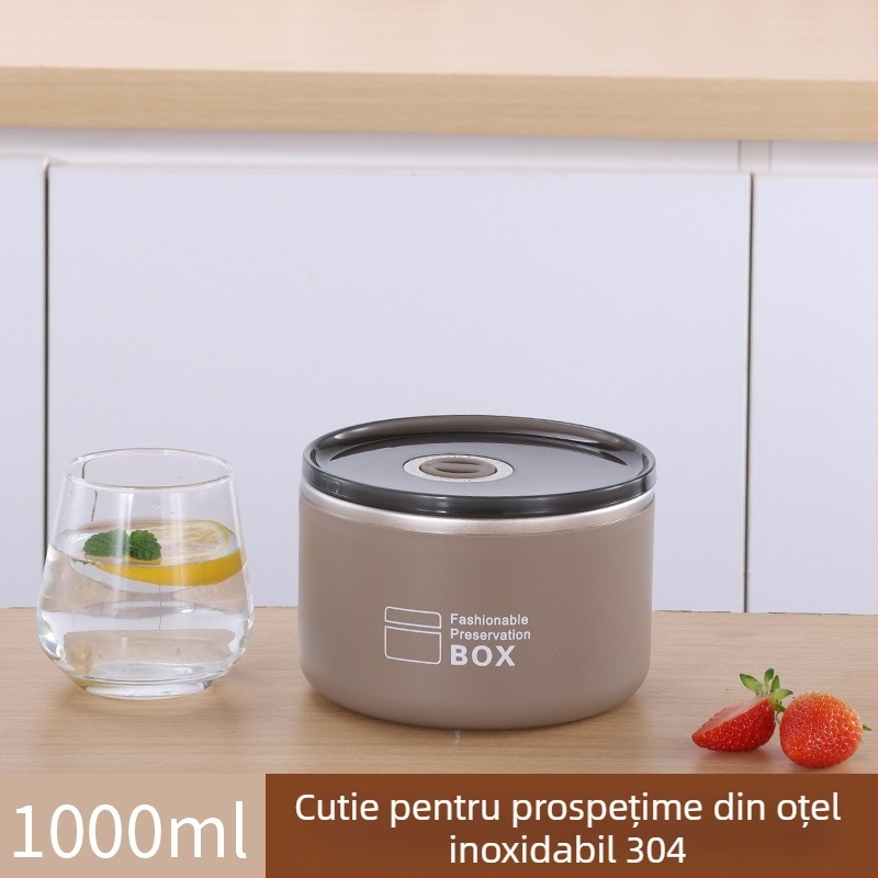 Cutie prânz din oțel inoxidabil 304, divizată și etanșă, compatibilă cu cuptorul cu microunde, pentru birou
