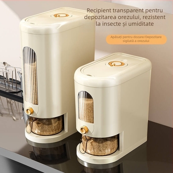 Container din plastic pentru depozitare orez, sigilat, protecție împotriva insectelor și umezelii, de calitate alimentară