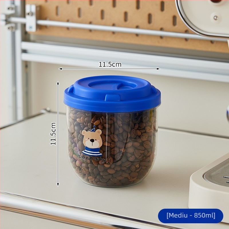 Cutie de depozitare din plastic, trei niveluri, pentru cereale, nuci și semințe; protecție împotriva insectelor și umezelii, transparentă pentru bucătărie și ceai.