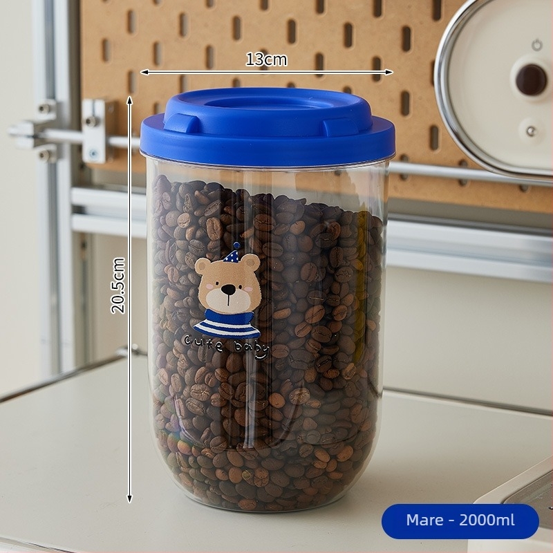 Cutie de depozitare din plastic, trei niveluri, pentru cereale, nuci și semințe; protecție împotriva insectelor și umezelii, transparentă pentru bucătărie și ceai.