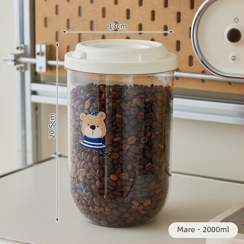 Cutie de depozitare din plastic, trei niveluri, pentru cereale, nuci și semințe; protecție împotriva insectelor și umezelii, transparentă pentru bucătărie și ceai.