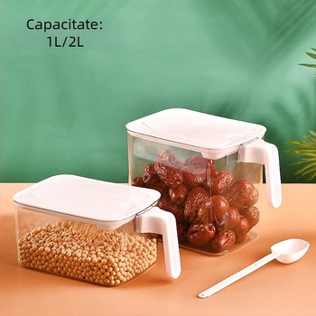 Cutie de depozitare alimentară pătrată, cu capac rabatabil, etanșă, rezistentă la umezeală, pentru cereale și pulberi, capacitate 1–2 L