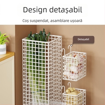 Coș de depozitare din fier forjat, cu capacitate mare — raft de bucătărie multifuncțional pentru ceapă verde, ghimbir și usturoi; suport de podea