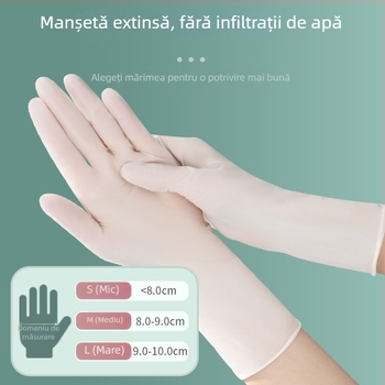Mănuși de unică folosință din nitril, destinate contactului cu alimente, lungi și îngroșate, pentru curățenie în bucătărie și treburile casnice, durabile și impermeabile, confortabile la purtare.