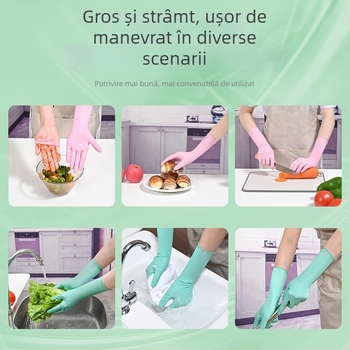Mănuși de unică folosință din nitril, destinate contactului cu alimente, lungi și îngroșate, pentru curățenie în bucătărie și treburile casnice, durabile și impermeabile, confortabile la purtare.