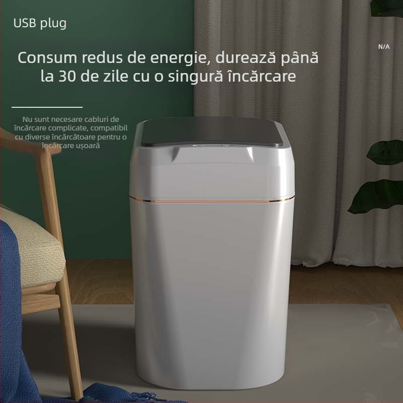 Coș de gunoi inteligent cu senzor de deschidere, capac, din plastic, pătrat, 26 L sau mai mult, pentru bucătărie și baie, cu mai multe compartimente de sortare
