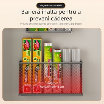 Raft magnetic lateral pentru frigider, pentru depozitare pungilor de conservare și a condimentelor — montaj fără găuri, metal