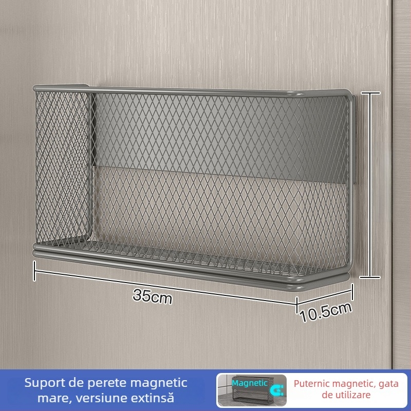 Raft magnetic lateral pentru frigider, pentru depozitare pungilor de conservare și a condimentelor — montaj fără găuri, metal