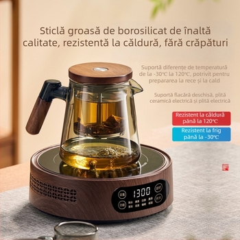 Jieanxi Ceainic cu filtru și infuzor, funcție One-Touch, separare ceai-apă, mâner din lemn, 750 ml