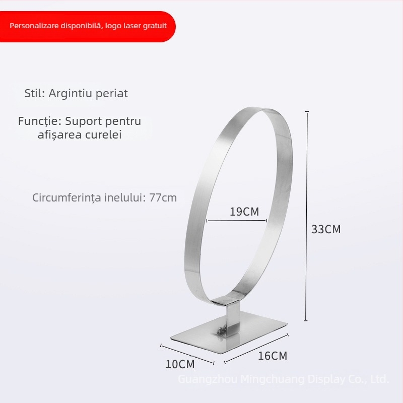 Raft de afișaj pentru curele din oțel inoxidabil rezistent la oxidare, demontabil, suport pentru curele cu inel simplu și dublu, recuzită de expunere pentru dulap